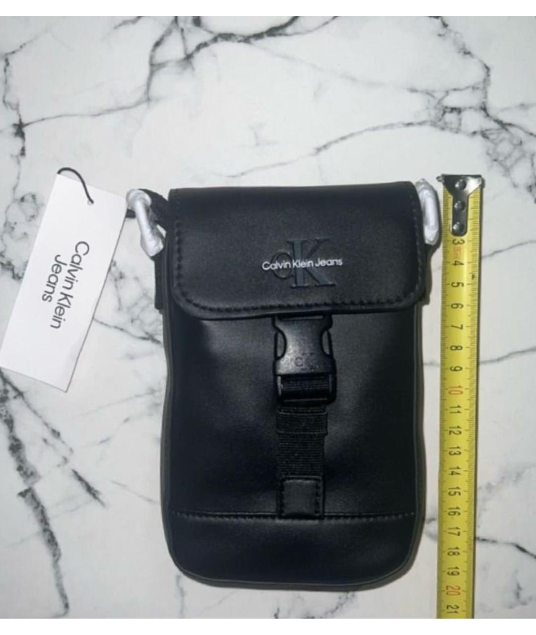 CALVIN KLEIN Черная сумка на плечо из искусственной кожи, фото 5