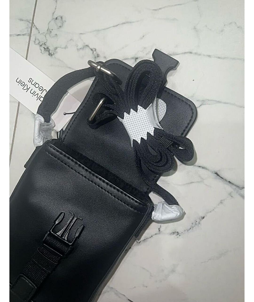 CALVIN KLEIN Черная сумка на плечо из искусственной кожи, фото 4