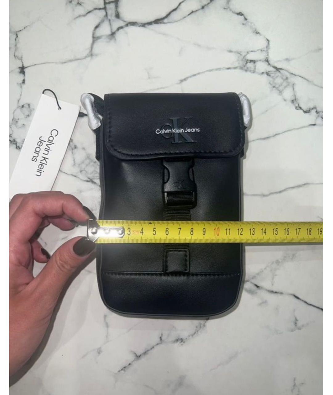 CALVIN KLEIN Черная сумка на плечо из искусственной кожи, фото 6