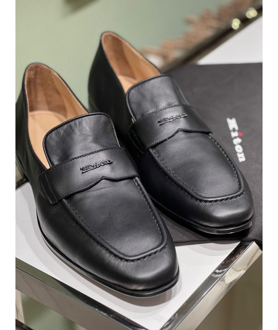 KITON Черные кожаные лоферы, фото 6