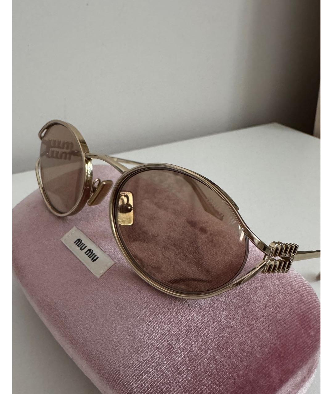 MIU MIU Бежевые металлические солнцезащитные очки, фото 7