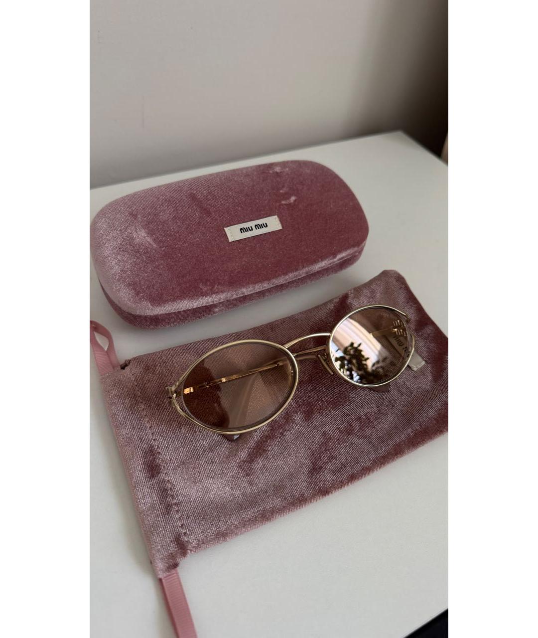 MIU MIU Бежевые металлические солнцезащитные очки, фото 4