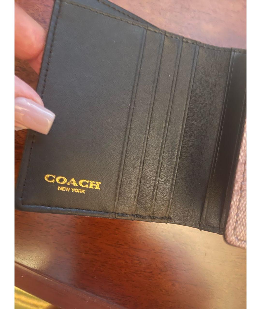COACH Коричневый кожаный кошелек, фото 4