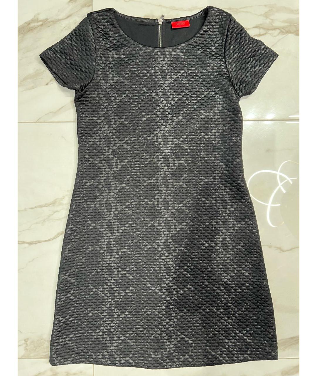 HUGO Черное полиэстеровое повседневное платье, фото 4