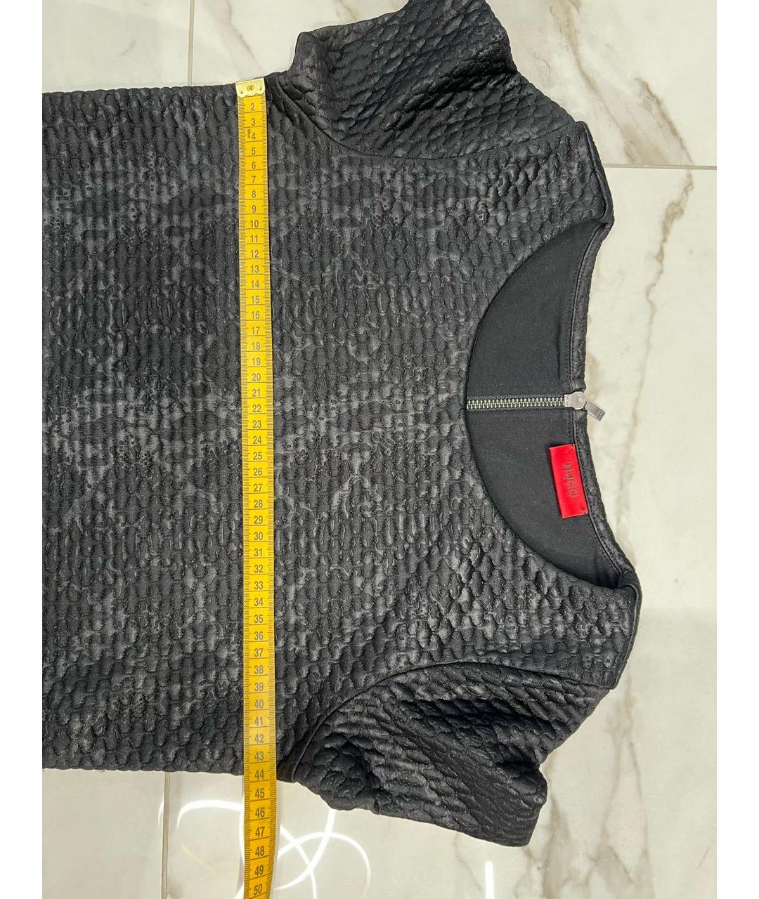 HUGO Черное полиэстеровое повседневное платье, фото 7