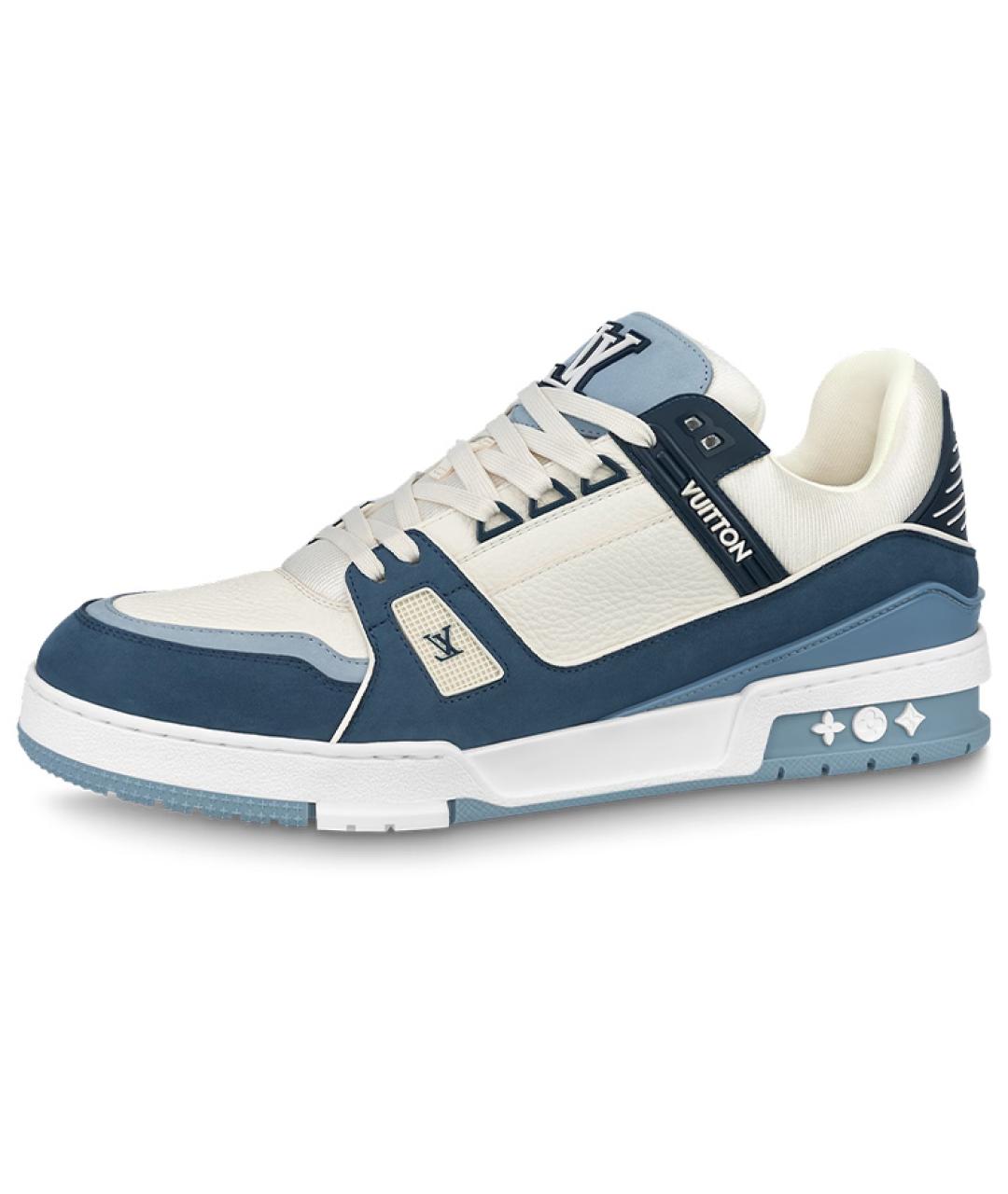 LOUIS VUITTON Синие кожаные кроссовки, фото 2