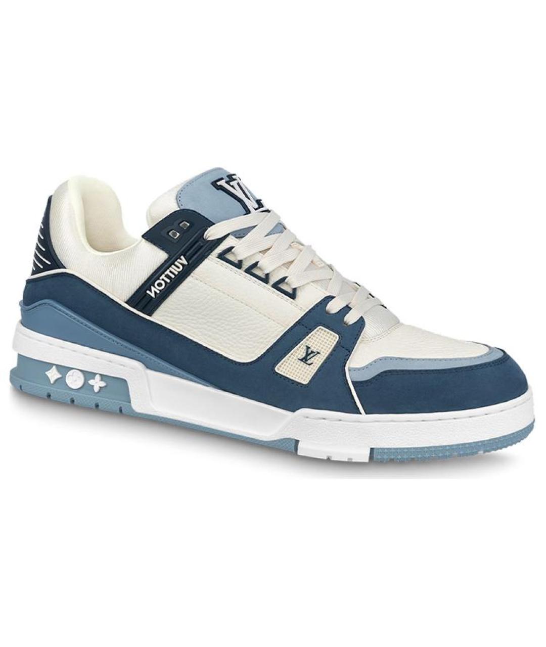 LOUIS VUITTON Синие кожаные кроссовки, фото 1