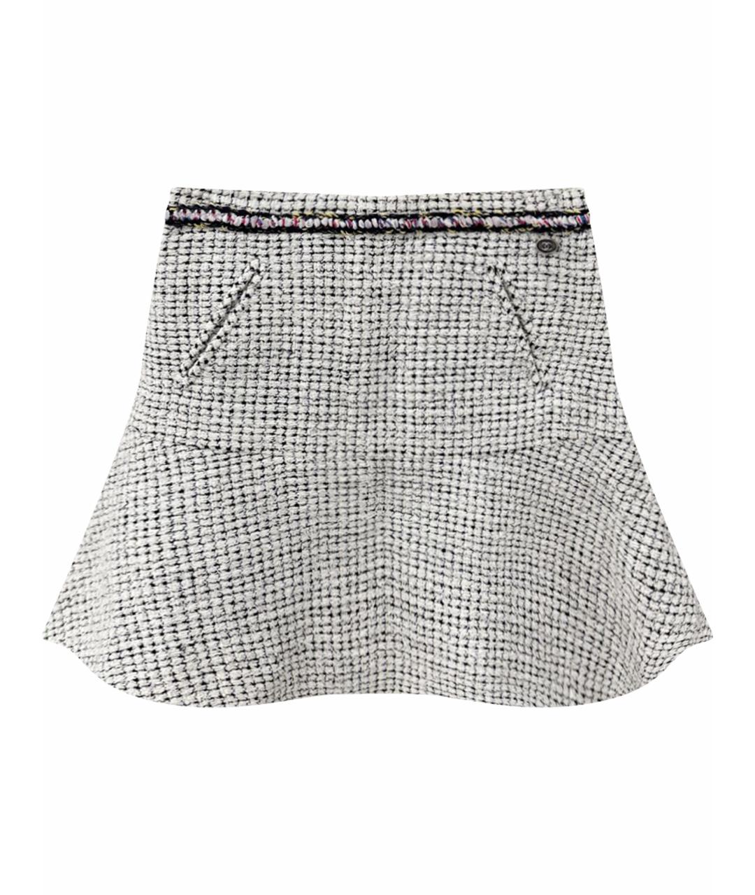 CHANEL Белая твидовая юбка мини, фото 1
