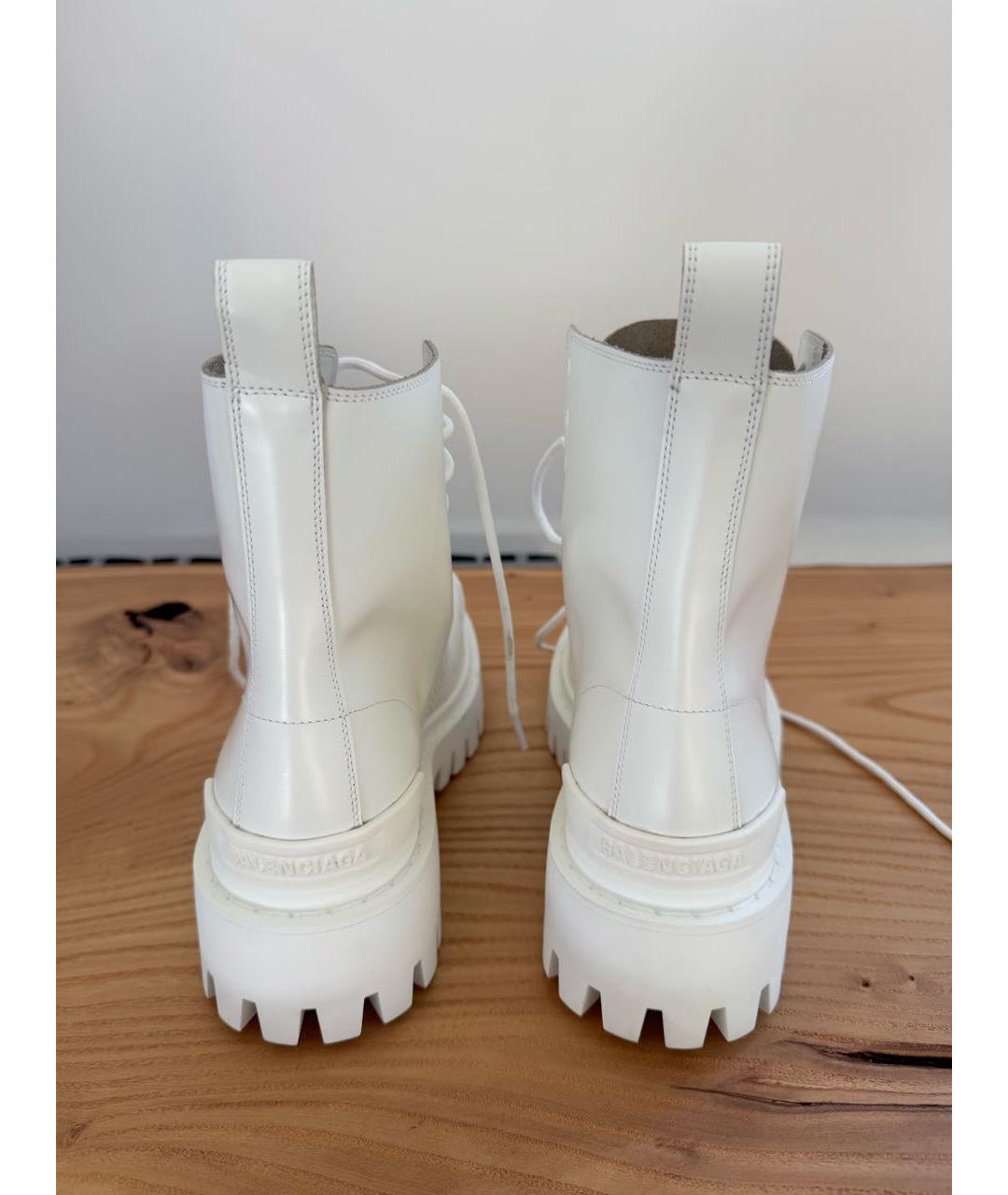 BALENCIAGA Белые кожаные ботинки, фото 2