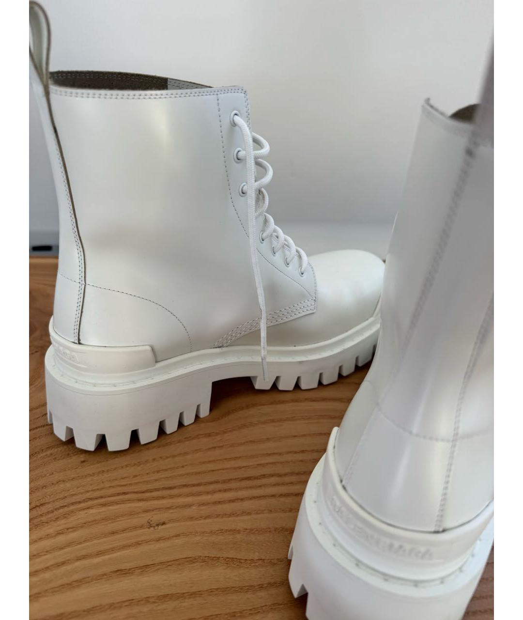 BALENCIAGA Белые кожаные ботинки, фото 8