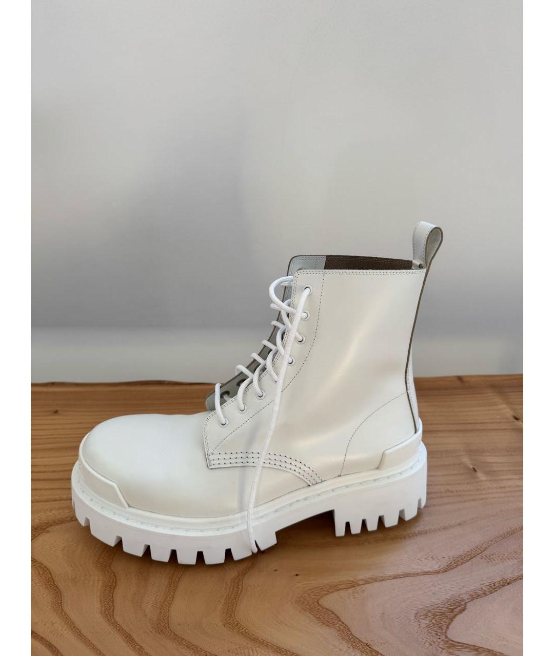 BALENCIAGA Белые кожаные ботинки, фото 5