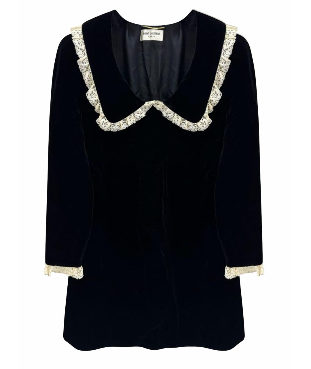 SAINT LAURENT Черное бархатное коктейльное платье, фото 1