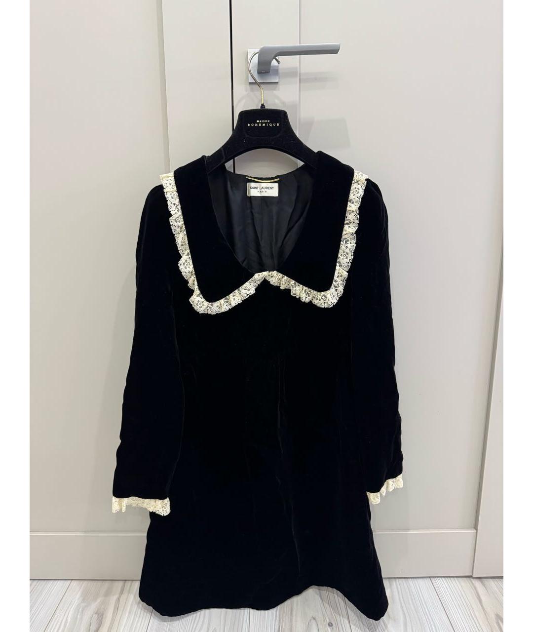 SAINT LAURENT Черное бархатное коктейльное платье, фото 6