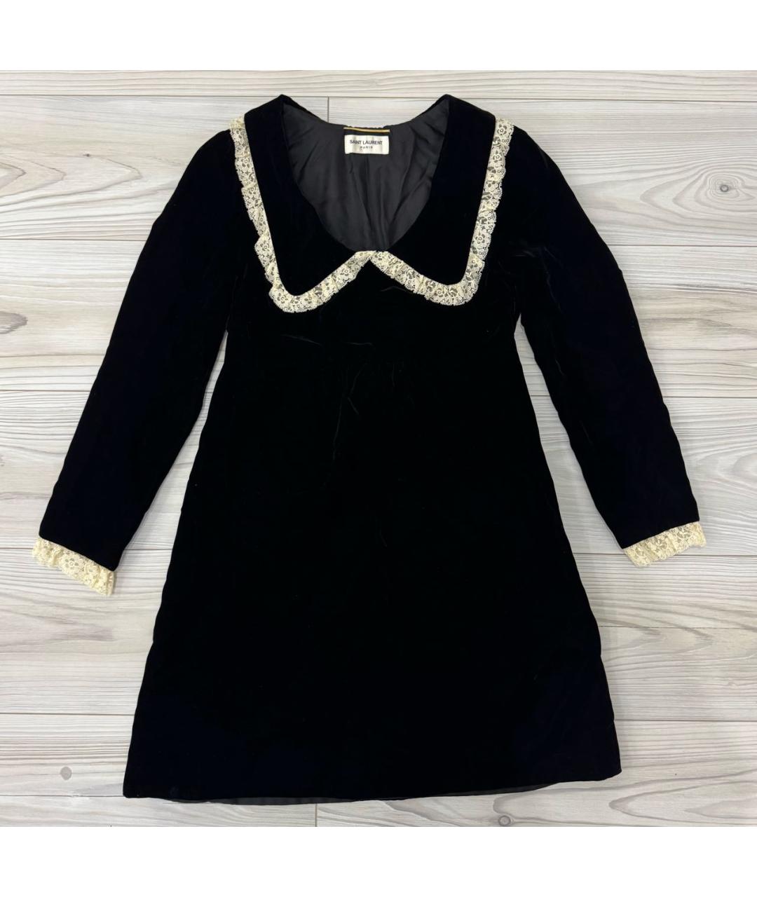 SAINT LAURENT Черное бархатное коктейльное платье, фото 5