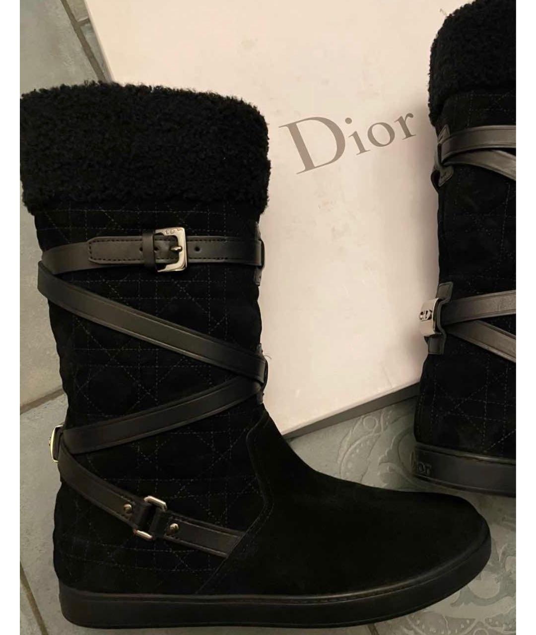 CHRISTIAN DIOR Черные замшевые ботинки, фото 2