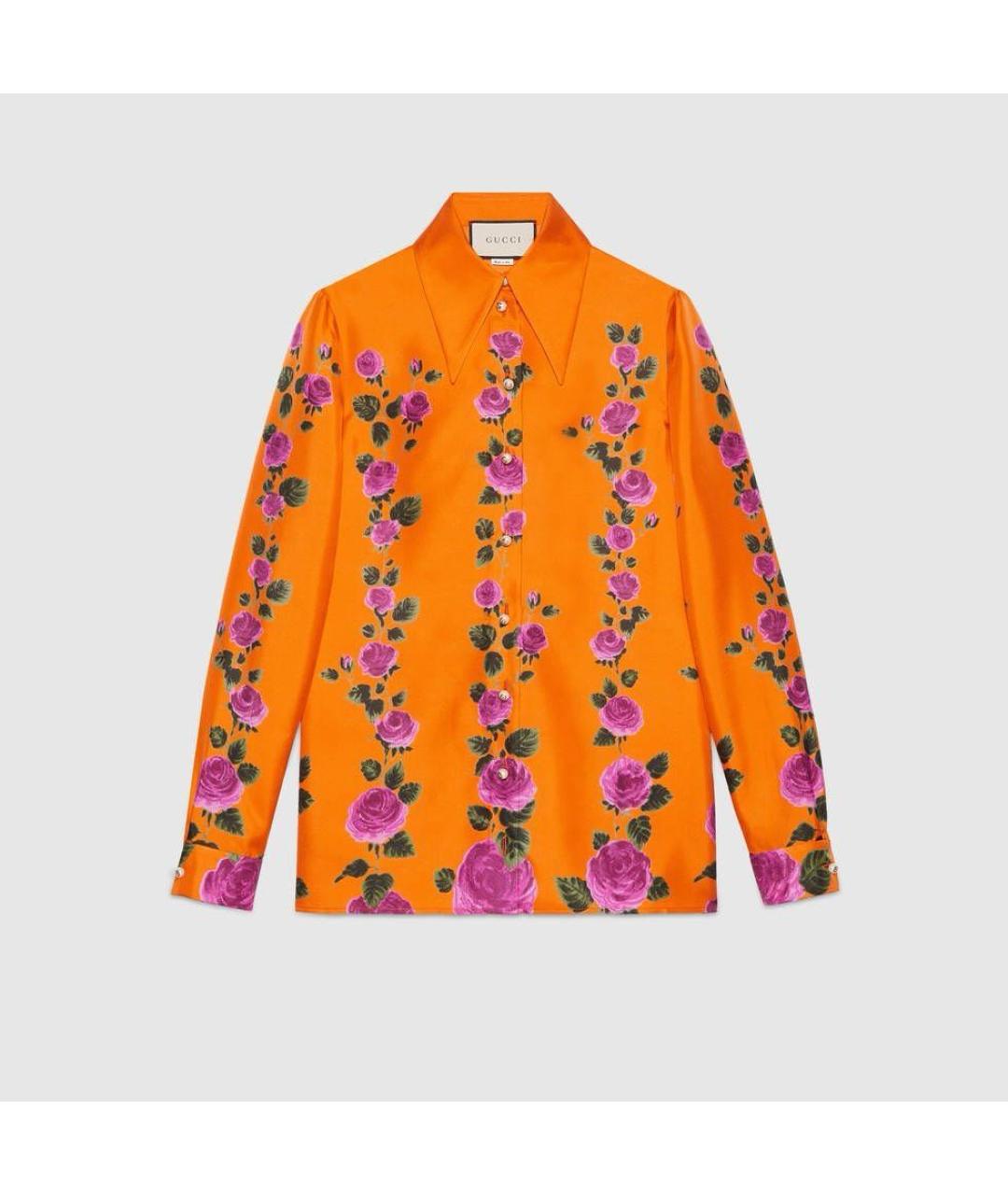 GUCCI Оранжевая шелковая блузы, фото 9