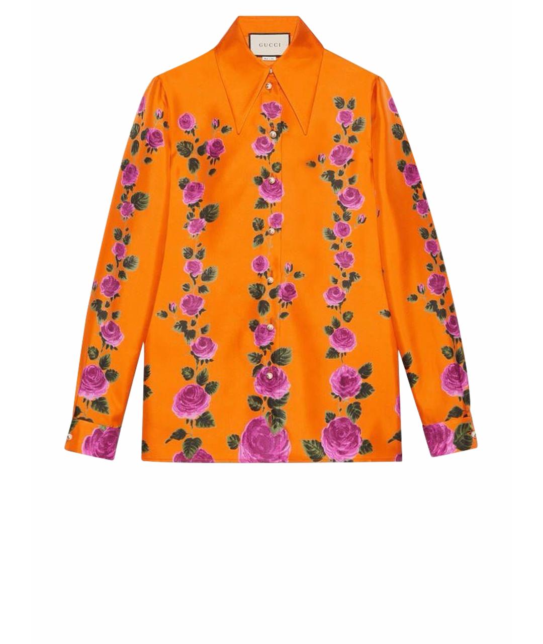 GUCCI Оранжевая шелковая блузы, фото 1