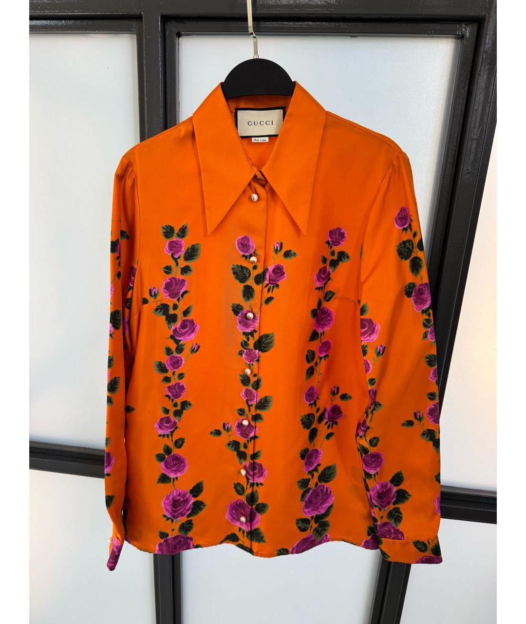 GUCCI Оранжевая шелковая блузы, фото 3