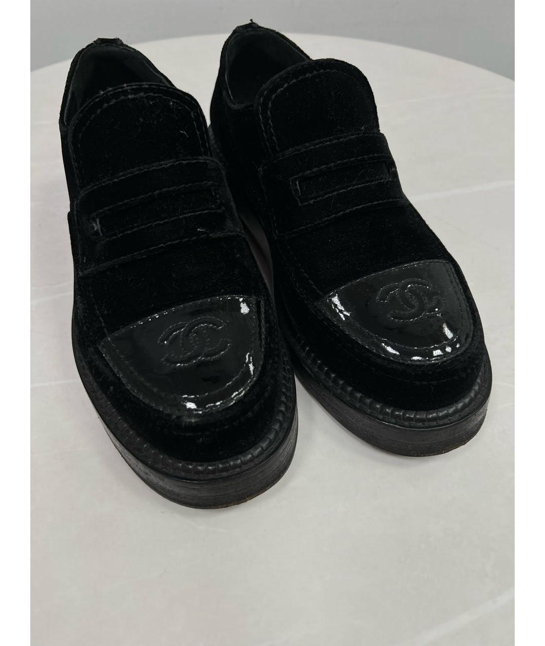 CHANEL Черные бархатные лоферы, фото 3