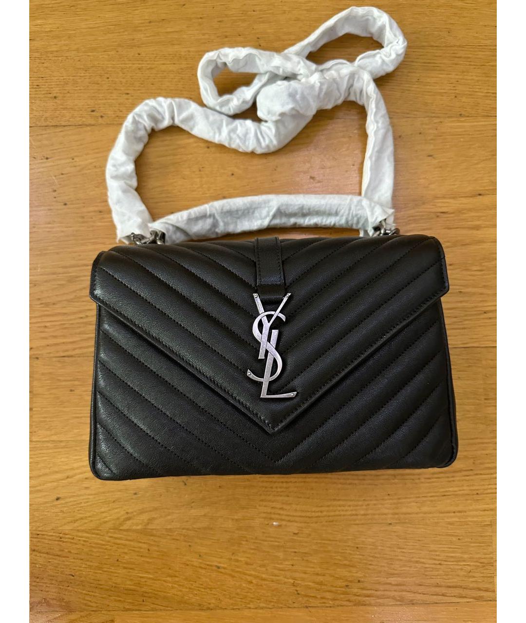 SAINT LAURENT Черная кожаная сумка через плечо, фото 4