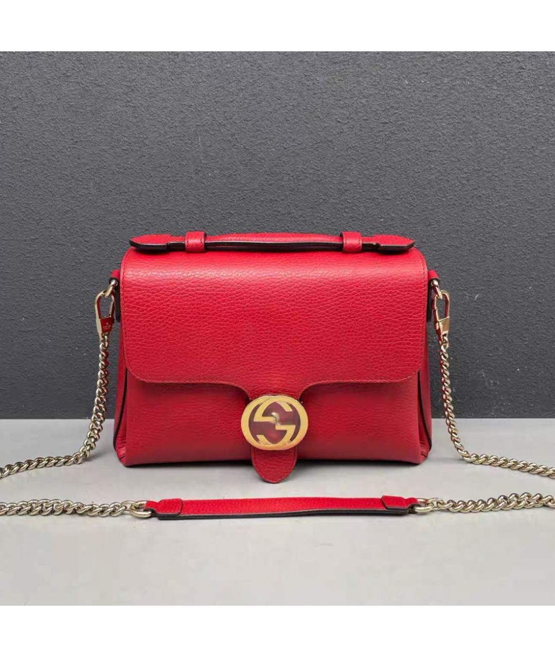 GUCCI Красная кожаная сумка через плечо, фото 6