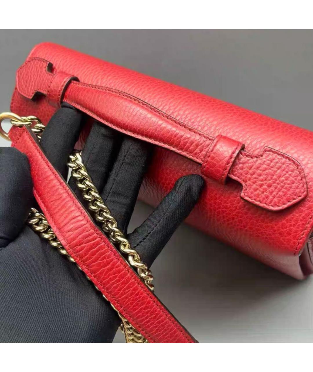 GUCCI Красная кожаная сумка через плечо, фото 4