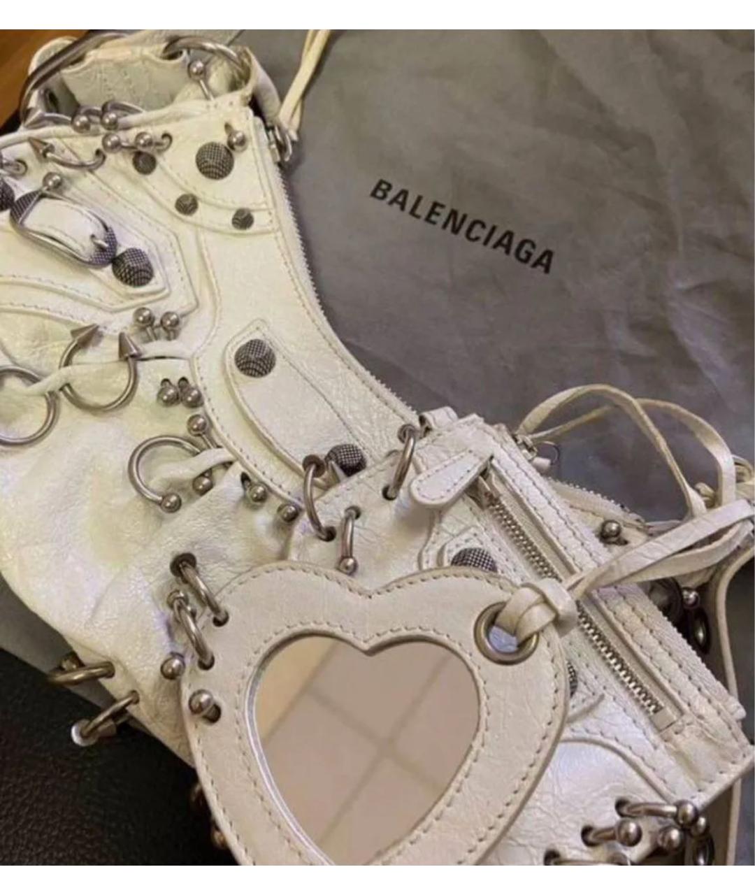 BALENCIAGA Белая кожаная сумка через плечо, фото 3