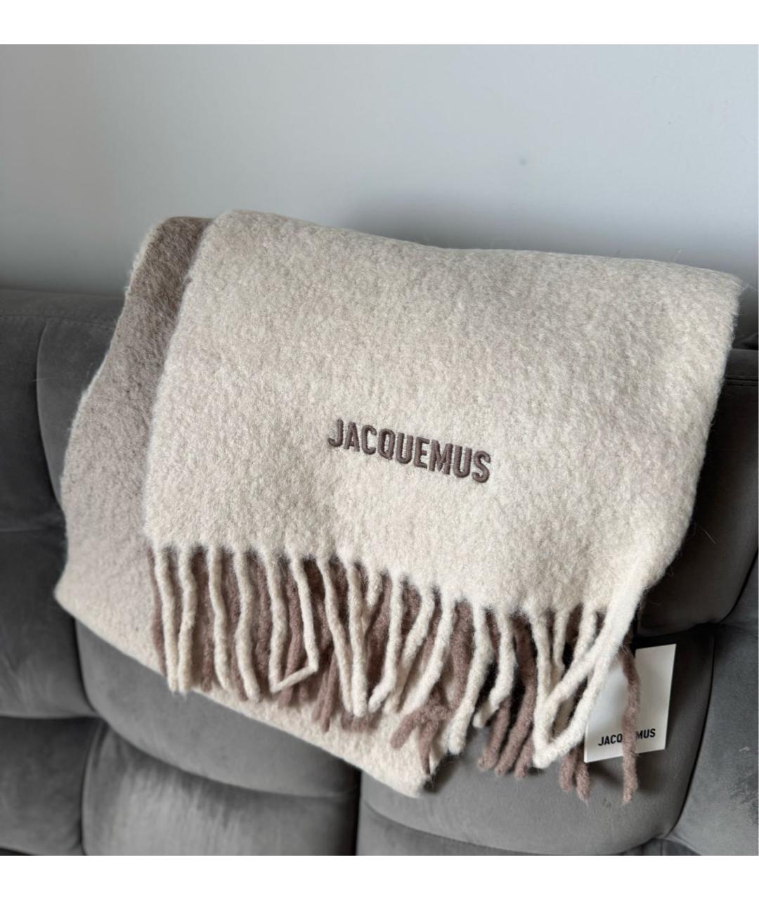JACQUEMUS Бежевый шерстяной шарф, фото 3