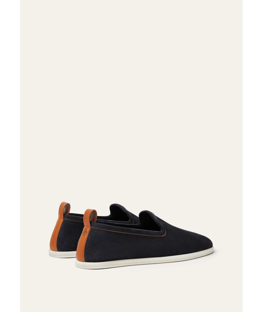 LORO PIANA Темно-синие замшевые лоферы, фото 4