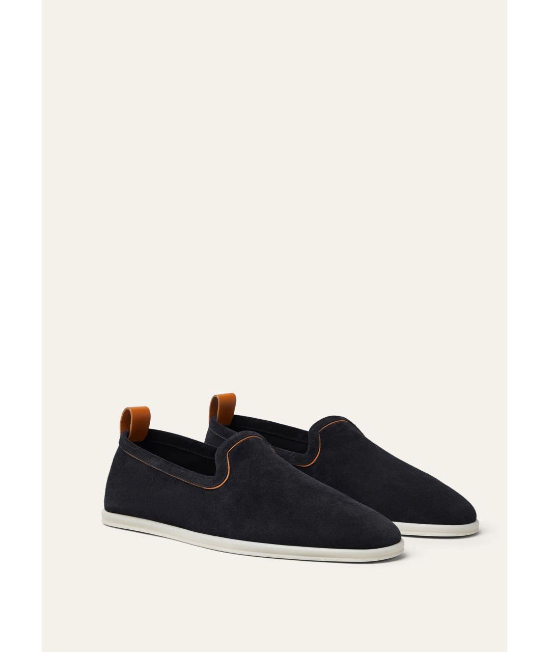LORO PIANA Темно-синие замшевые лоферы, фото 3