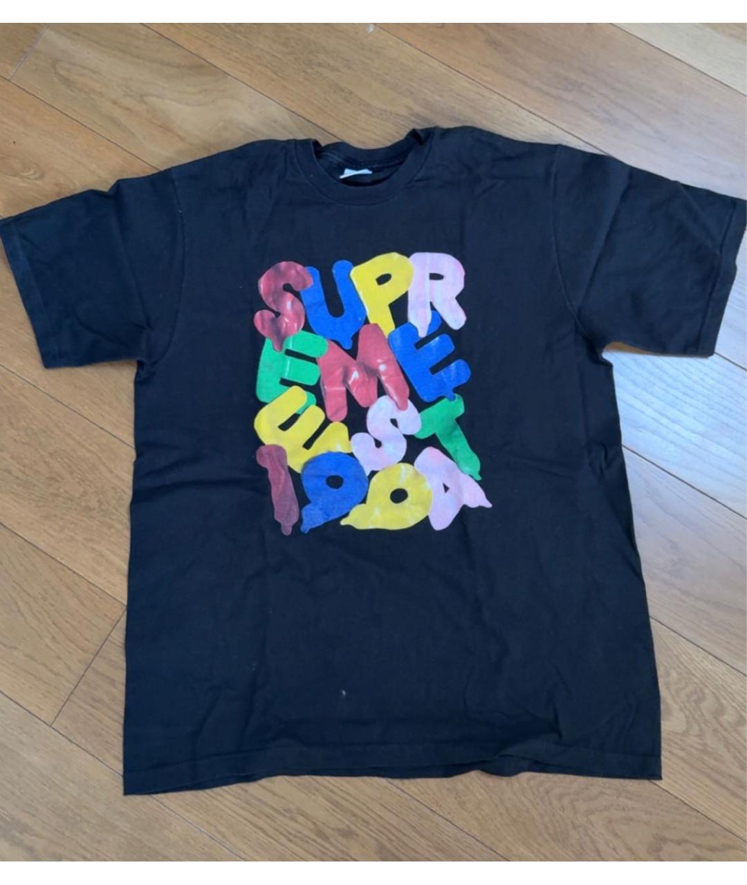SUPREME Черная хлопковая футболка, фото 4