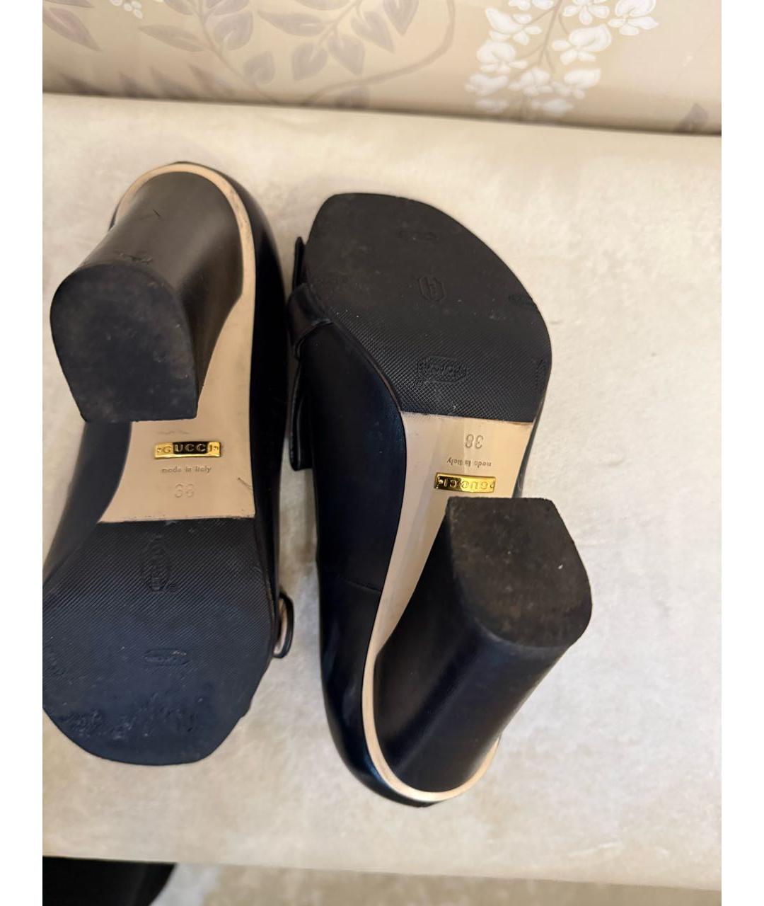 GUCCI Черные кожаные туфли, фото 6