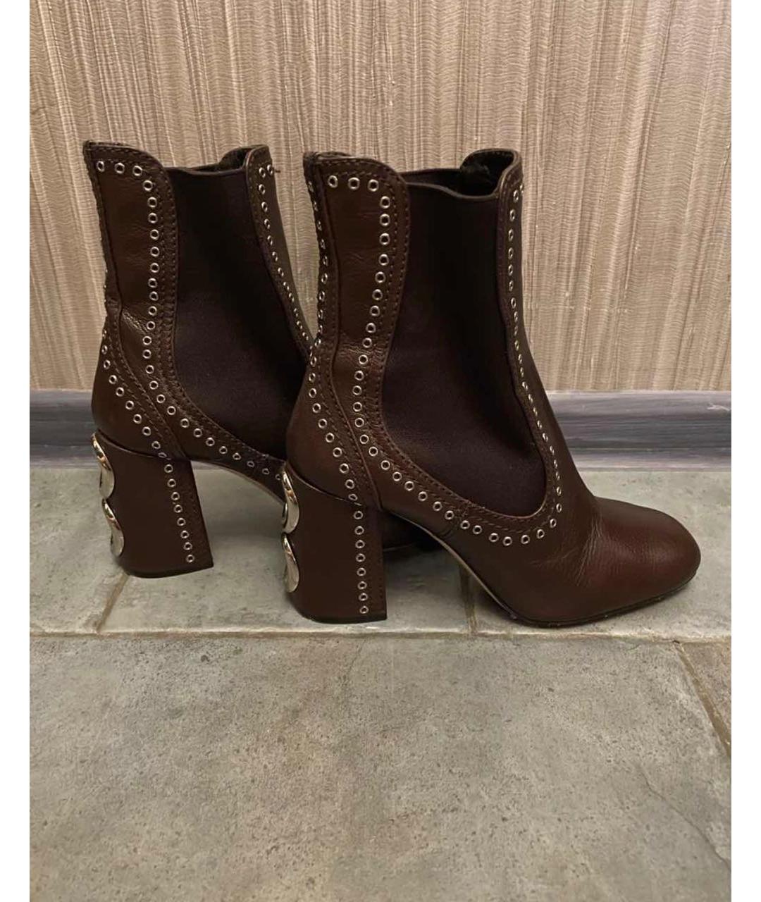 MIU MIU Коричневые кожаные ботильоны, фото 3