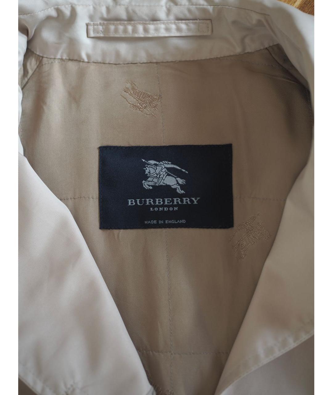 BURBERRY Бежевый полиэстеровый тренч/плащ, фото 4