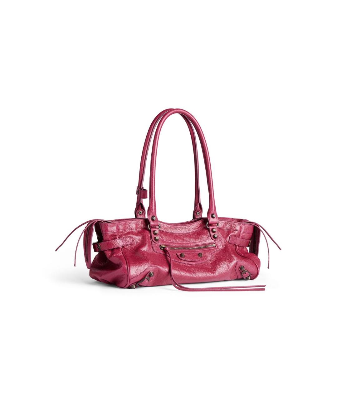 BALENCIAGA Бордовая кожаная сумка тоут, фото 4
