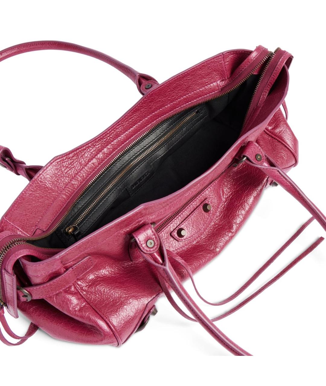 BALENCIAGA Бордовая кожаная сумка тоут, фото 5