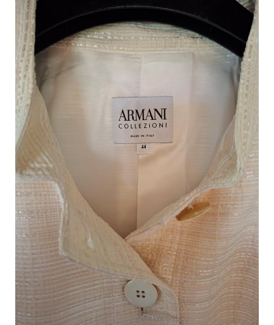 ARMANI COLLEZIONI Бежевый хлопко-эластановый жакет/пиджак, фото 7