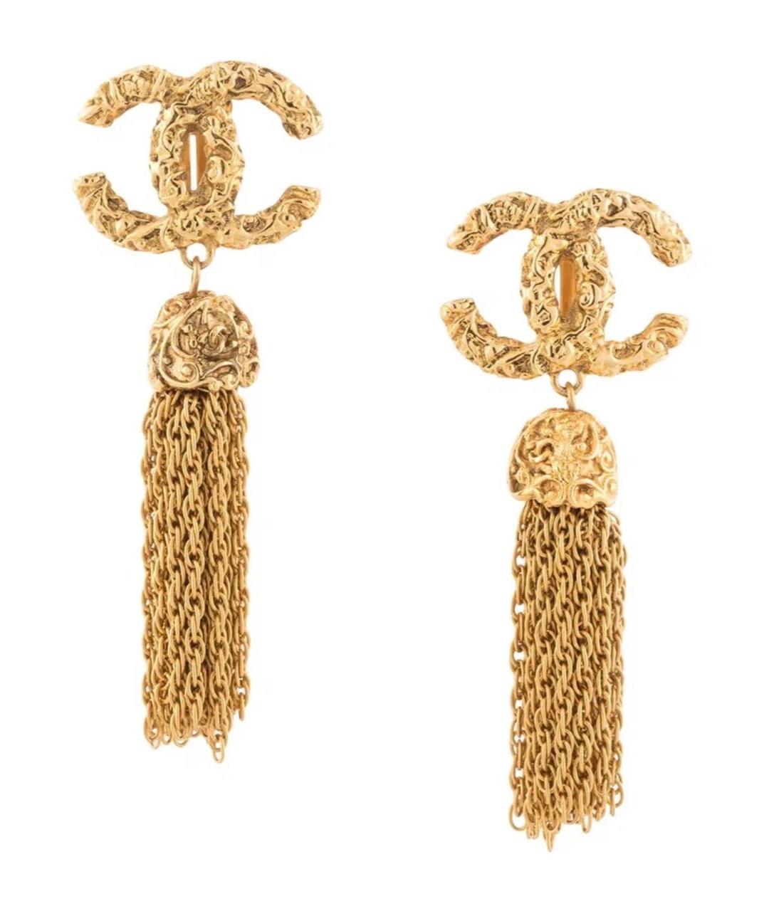 CHANEL Золотые позолоченные серьги, фото 1