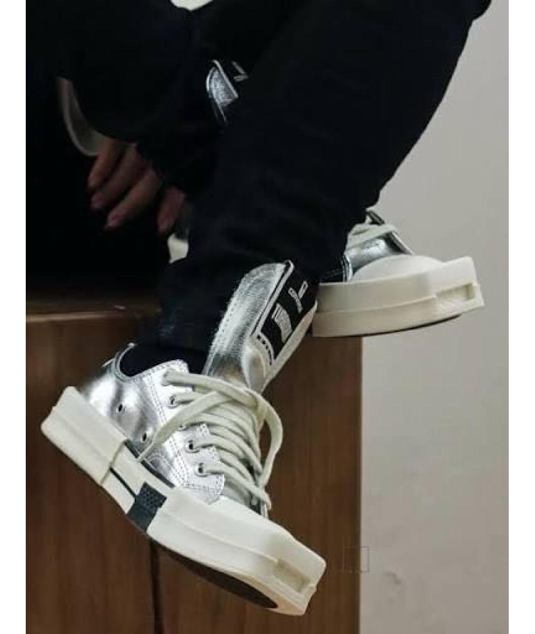 RICK OWENS DRKSHDW Серебряные кеды, фото 8