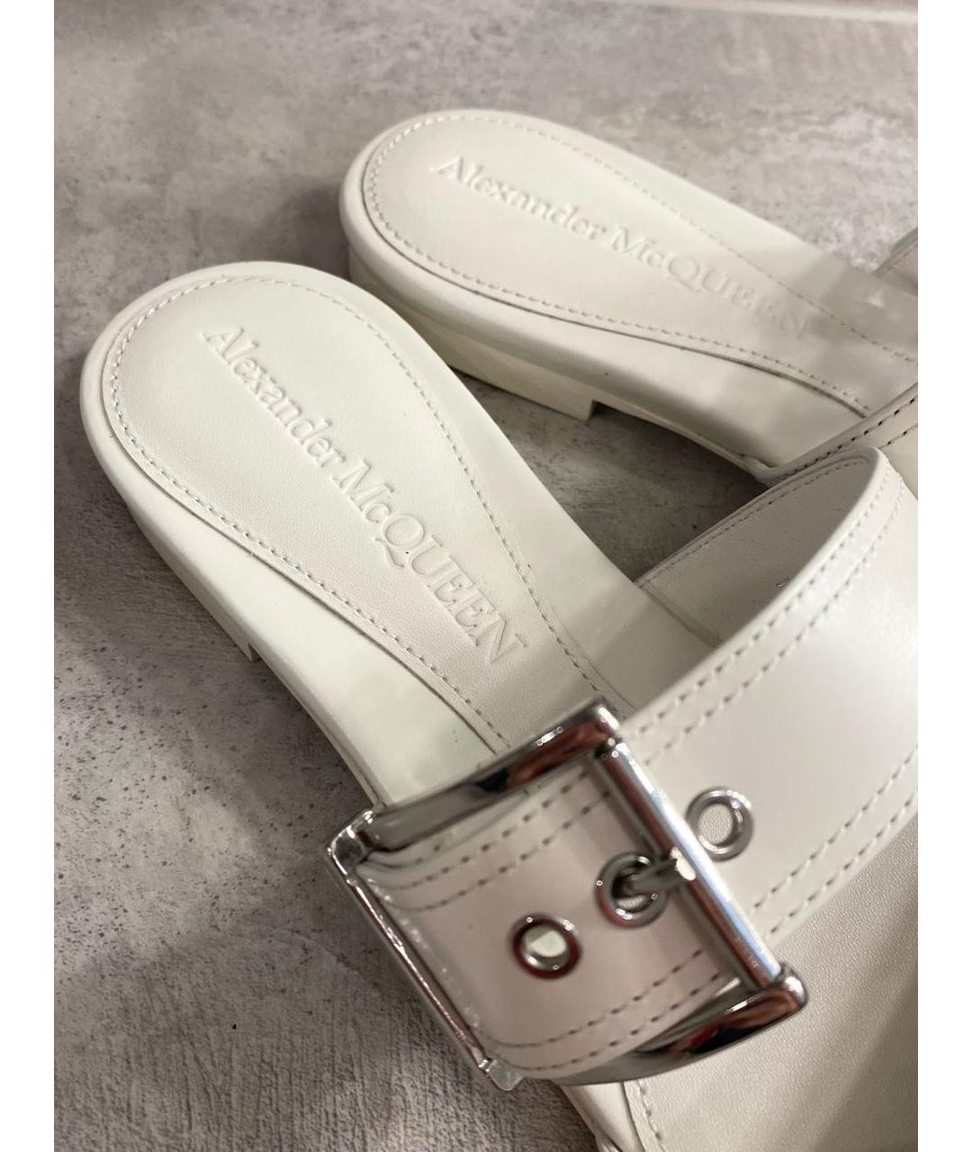ALEXANDER MCQUEEN Белые кожаные мюли, фото 5