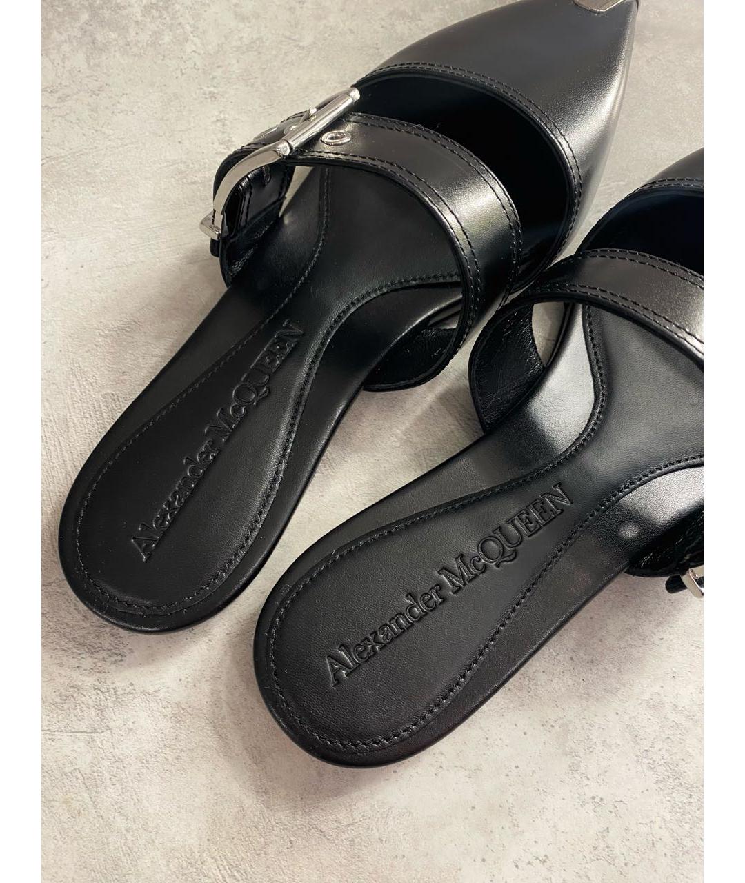 ALEXANDER MCQUEEN Черные кожаные мюли, фото 6