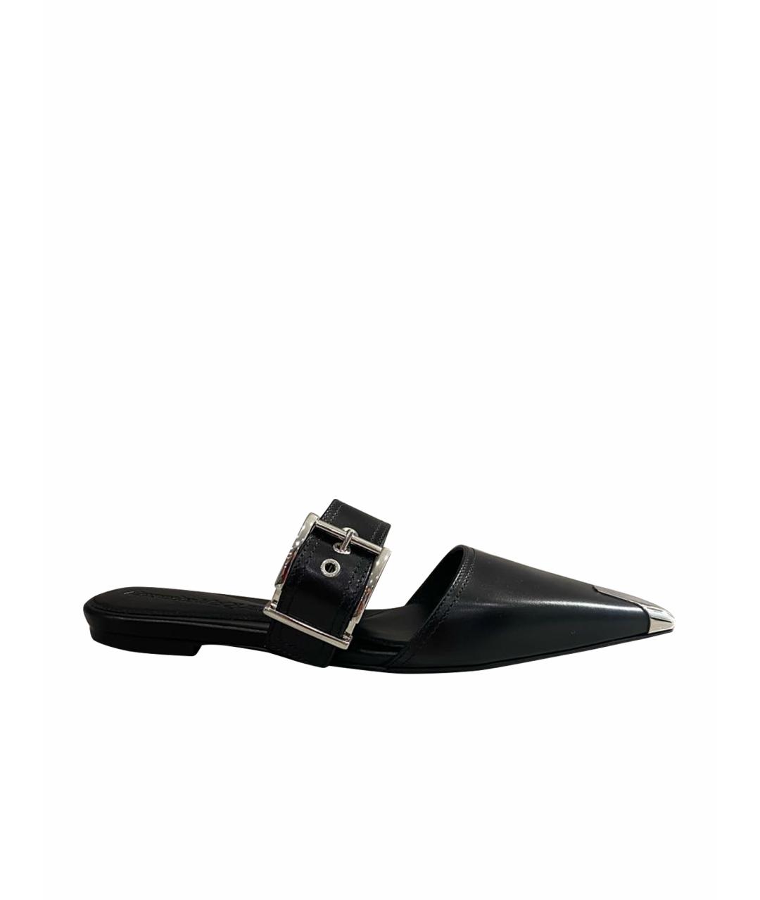 ALEXANDER MCQUEEN Черные кожаные мюли, фото 1