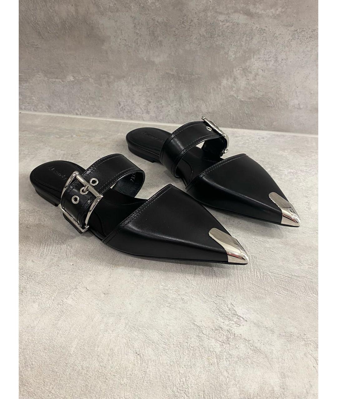 ALEXANDER MCQUEEN Черные кожаные мюли, фото 3