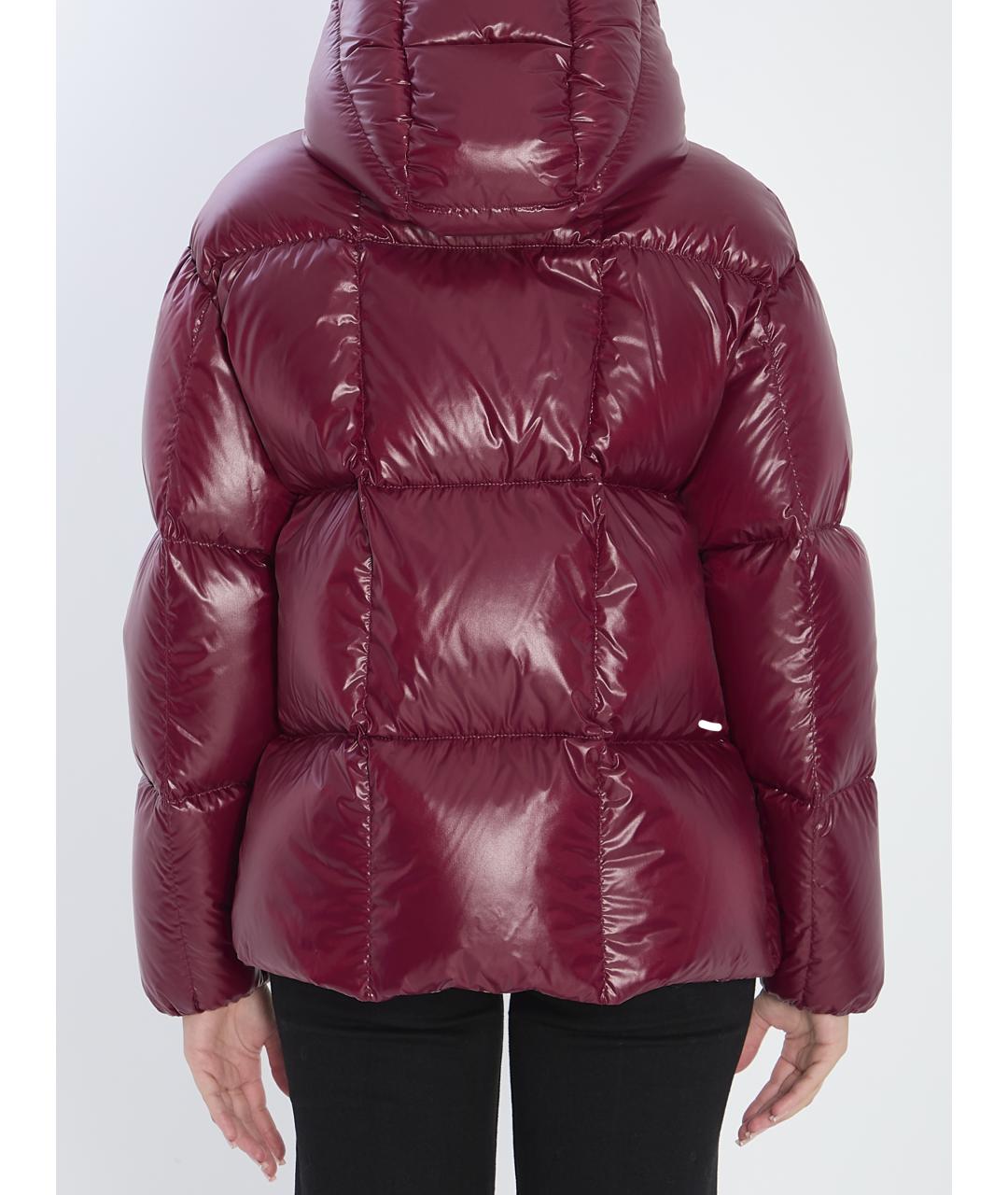 MONCLER Бордовый полиамидовый пуховик, фото 5