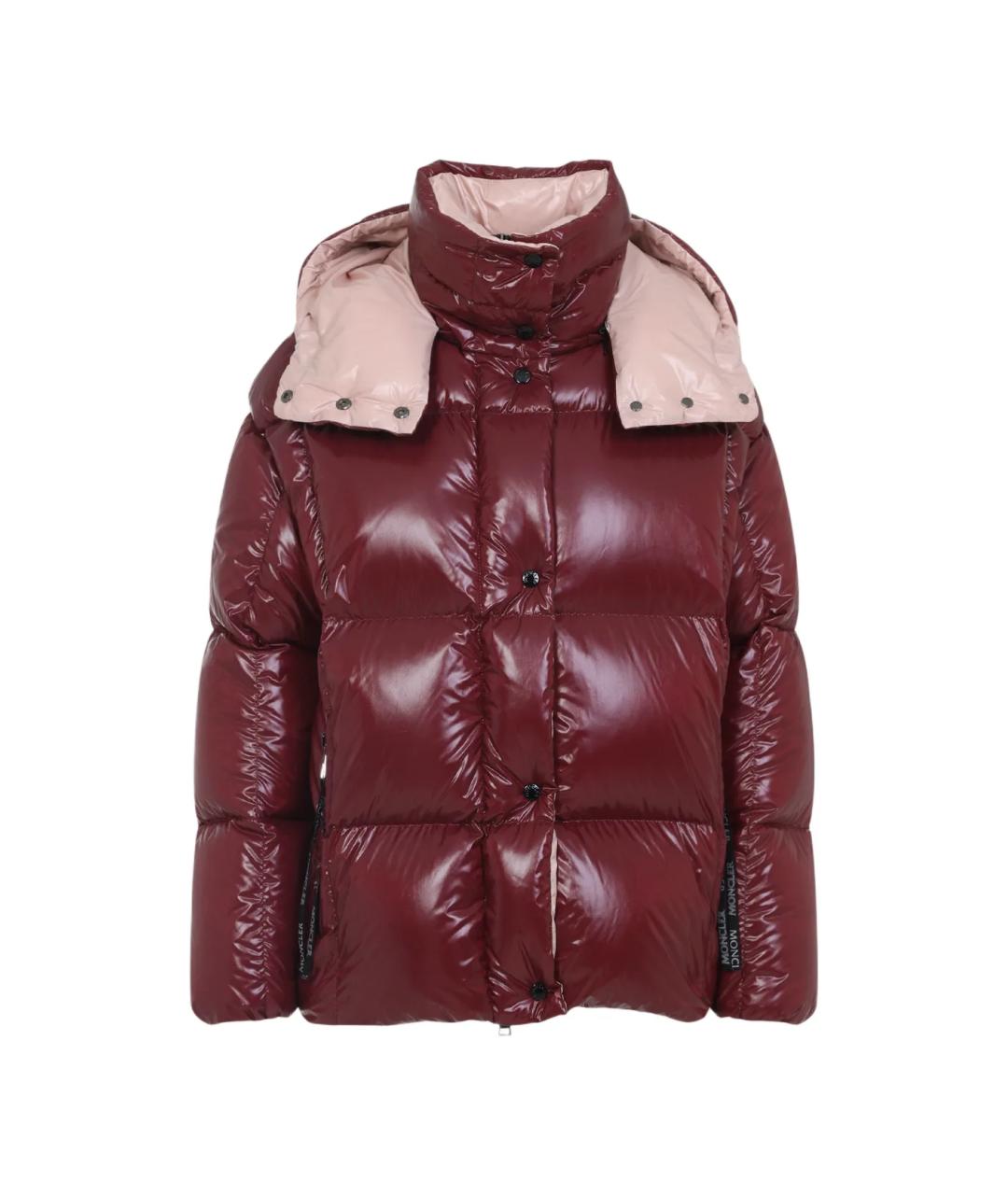 MONCLER Бордовый полиамидовый пуховик, фото 1