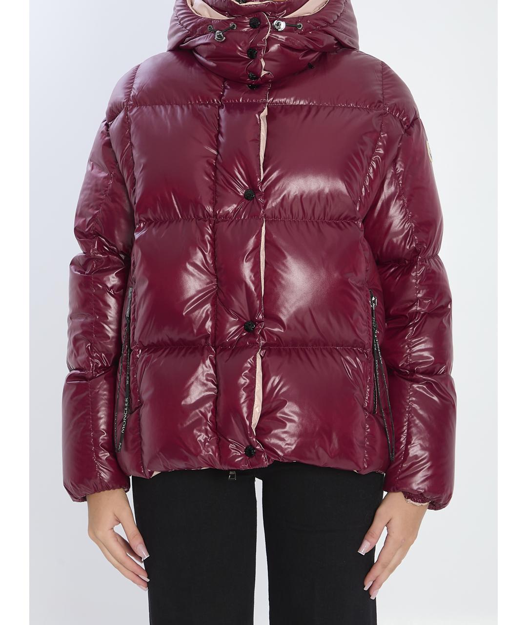 MONCLER Бордовый полиамидовый пуховик, фото 2