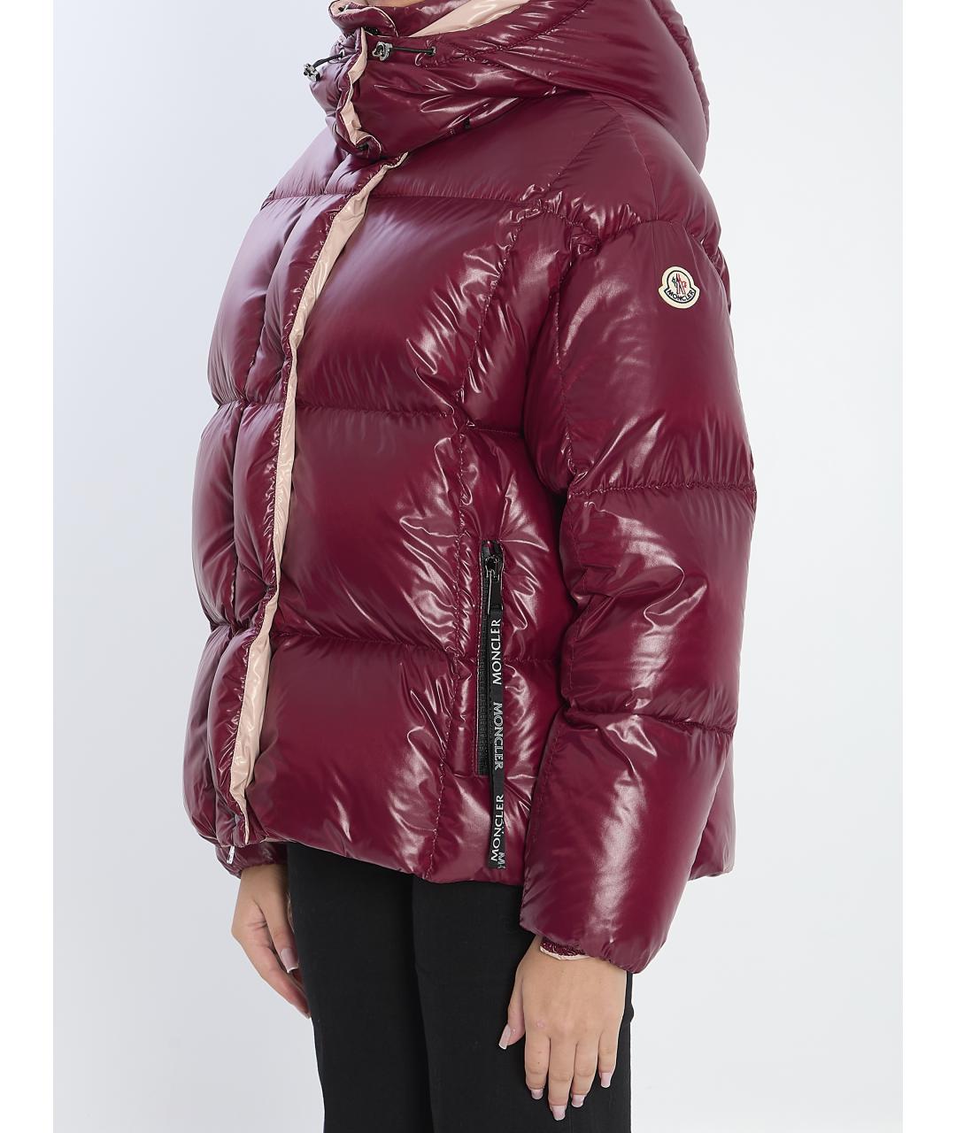 MONCLER Бордовый полиамидовый пуховик, фото 3