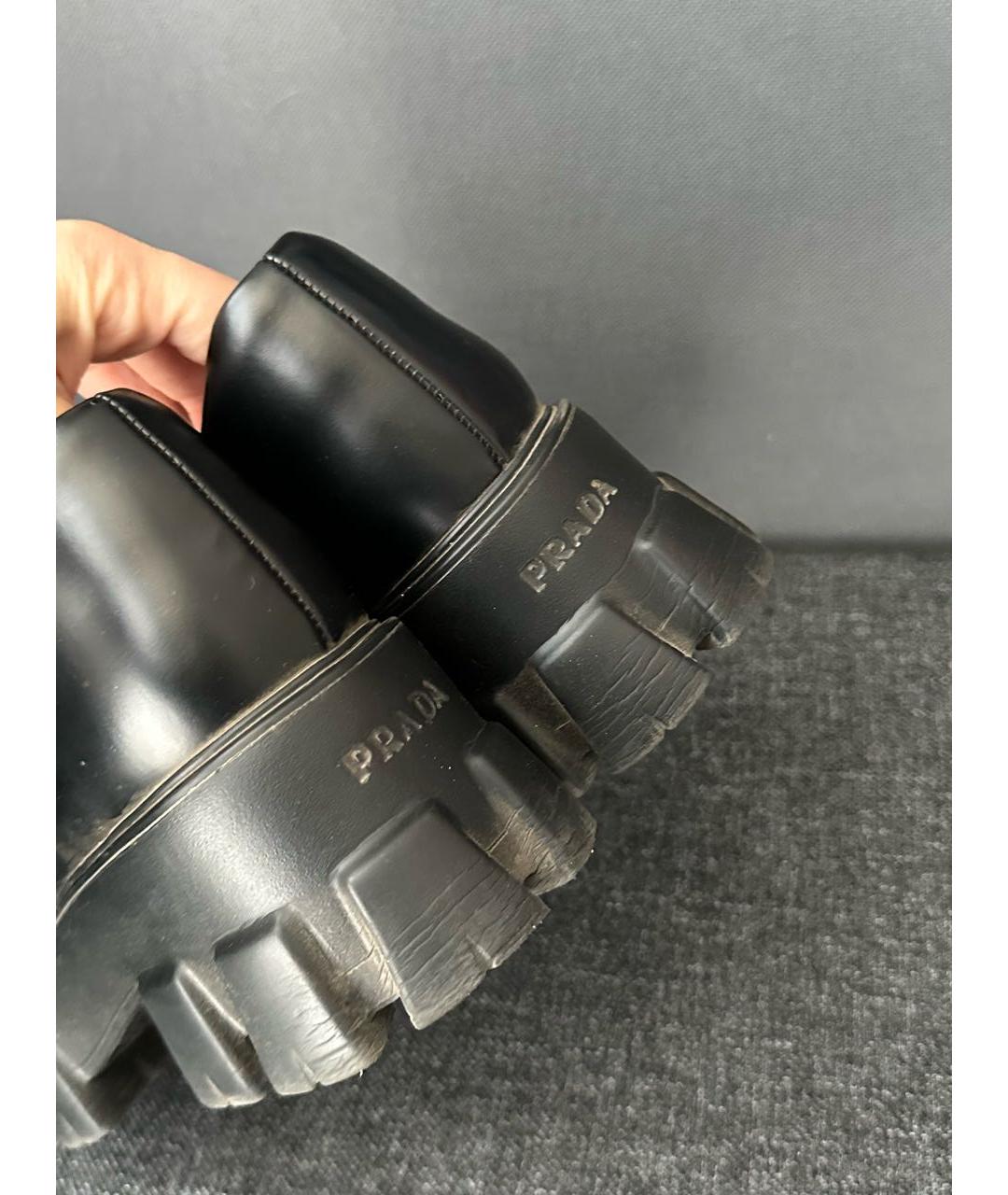 PRADA Черные кожаные ботинки, фото 4