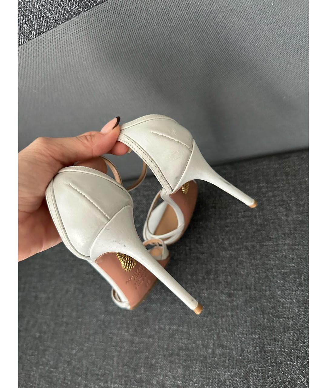 AQUAZZURA Белые кожаные босоножки, фото 4