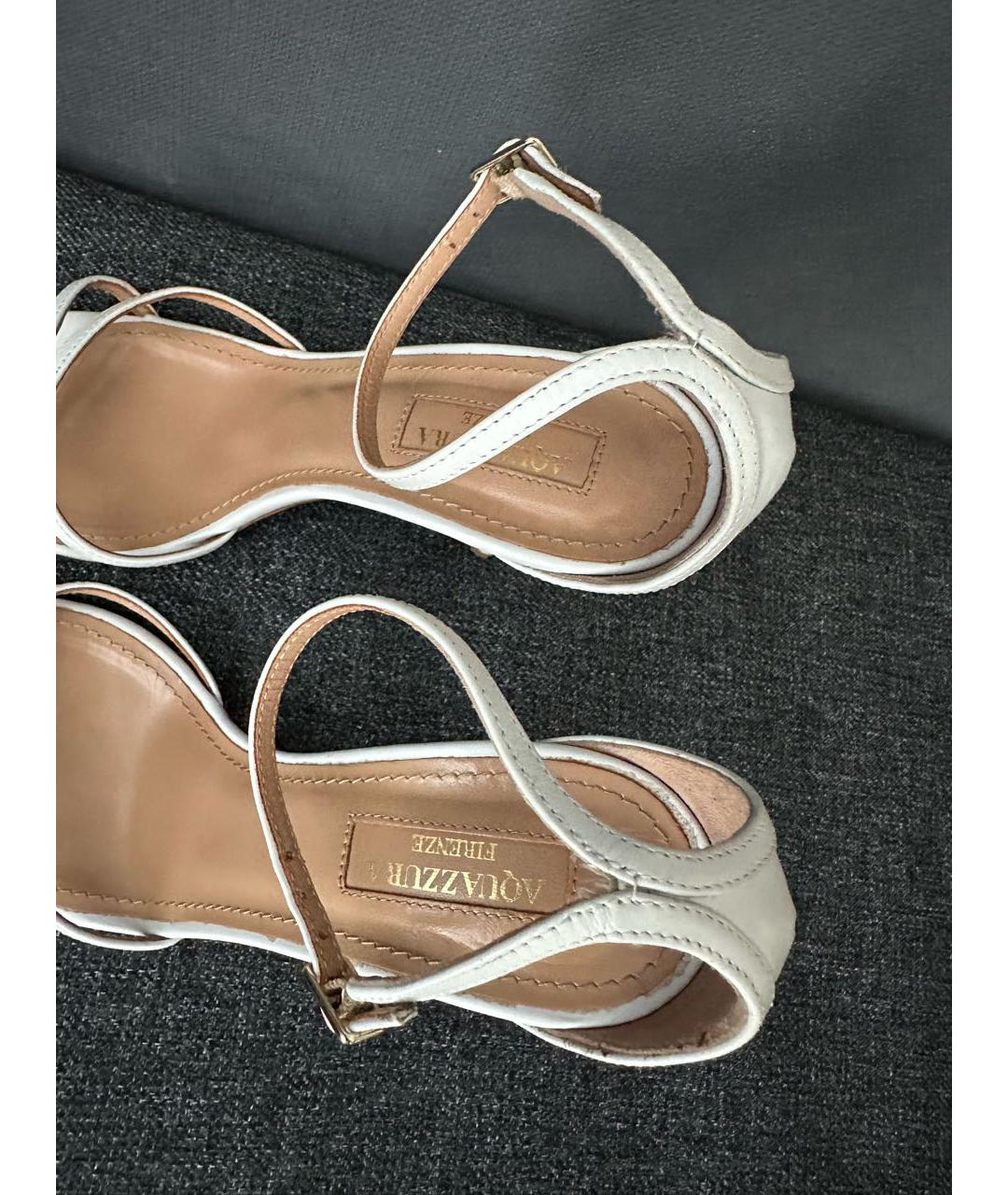 AQUAZZURA Белые кожаные босоножки, фото 3